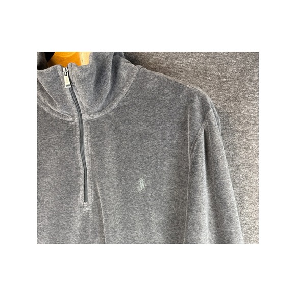 Polo Ralph Lauren Velour Quarter Zip Sweatshirt Pullover Gray Women Size XXL EUC - Picture 2 of 12
